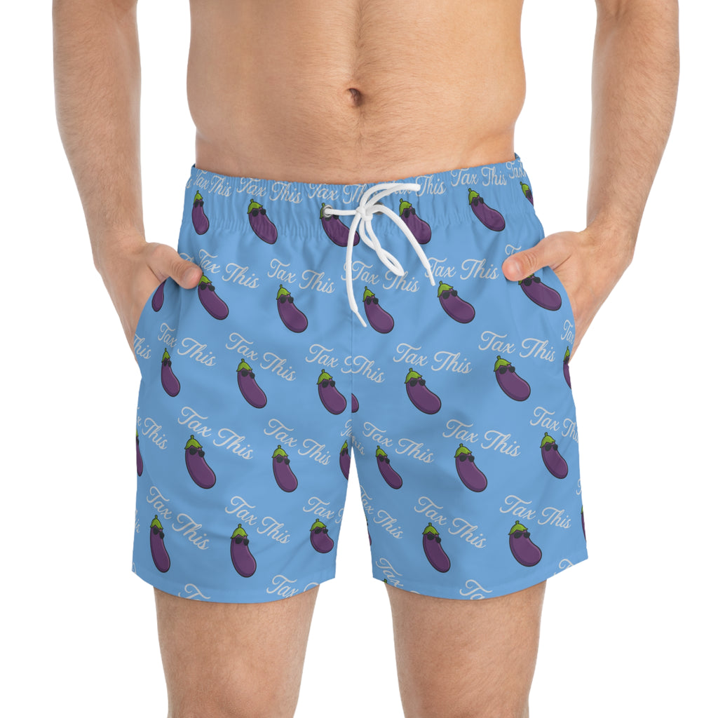 Tax This Fun and Quirky Swim Trunks | Perfect for Summer Beach Days, Pool Parties, or Vacations, Trendy Swimwear for Men, Humorous Gift Idea