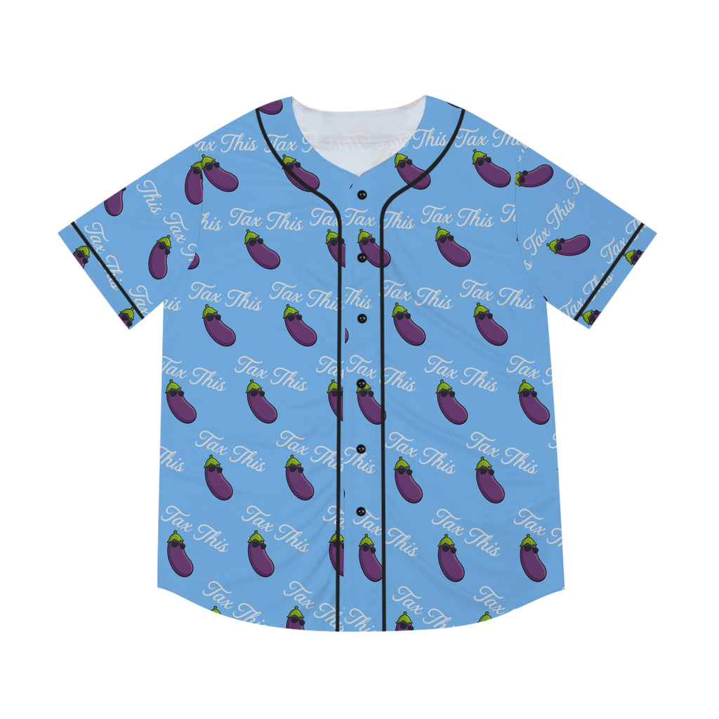 Tax This Men's Baseball Jersey, Funny Eggplant Tee, Casual Summer Shirt, Great for Gifting, Perfect for Parties or BBQs