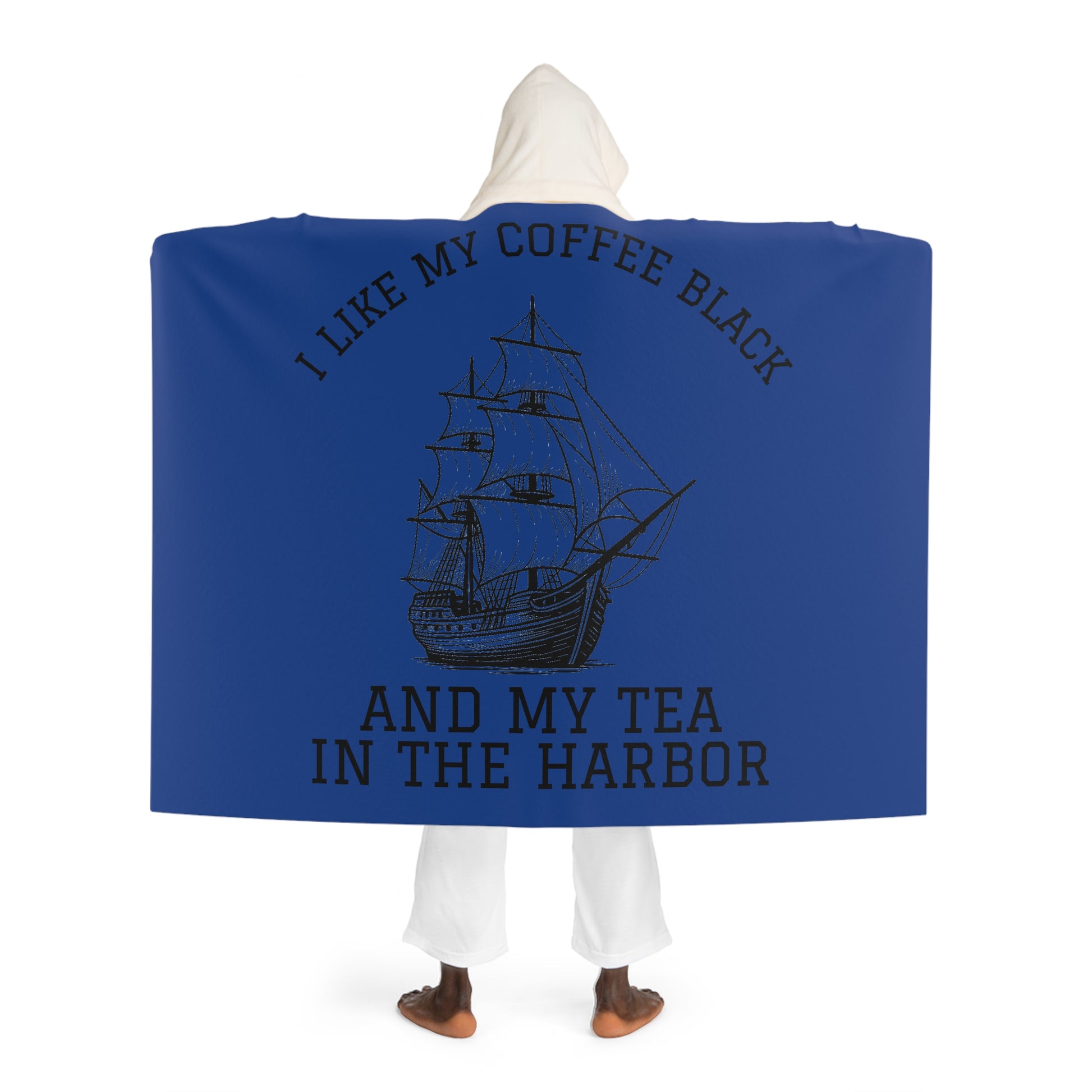 Tea in the Harbor Sherpa Blanket Blue | Perfect for Snuggling, Gift for Home Decor, Movie Night Essential, Warmth for Winter, Relaxing Evenings