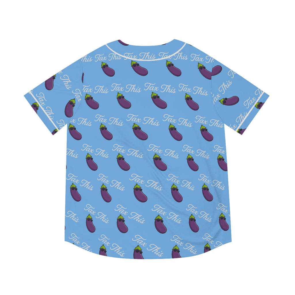 Tax This Men's Baseball Jersey, Funny Eggplant Tee, Casual Summer Shirt, Great for Gifting, Perfect for Parties or BBQs