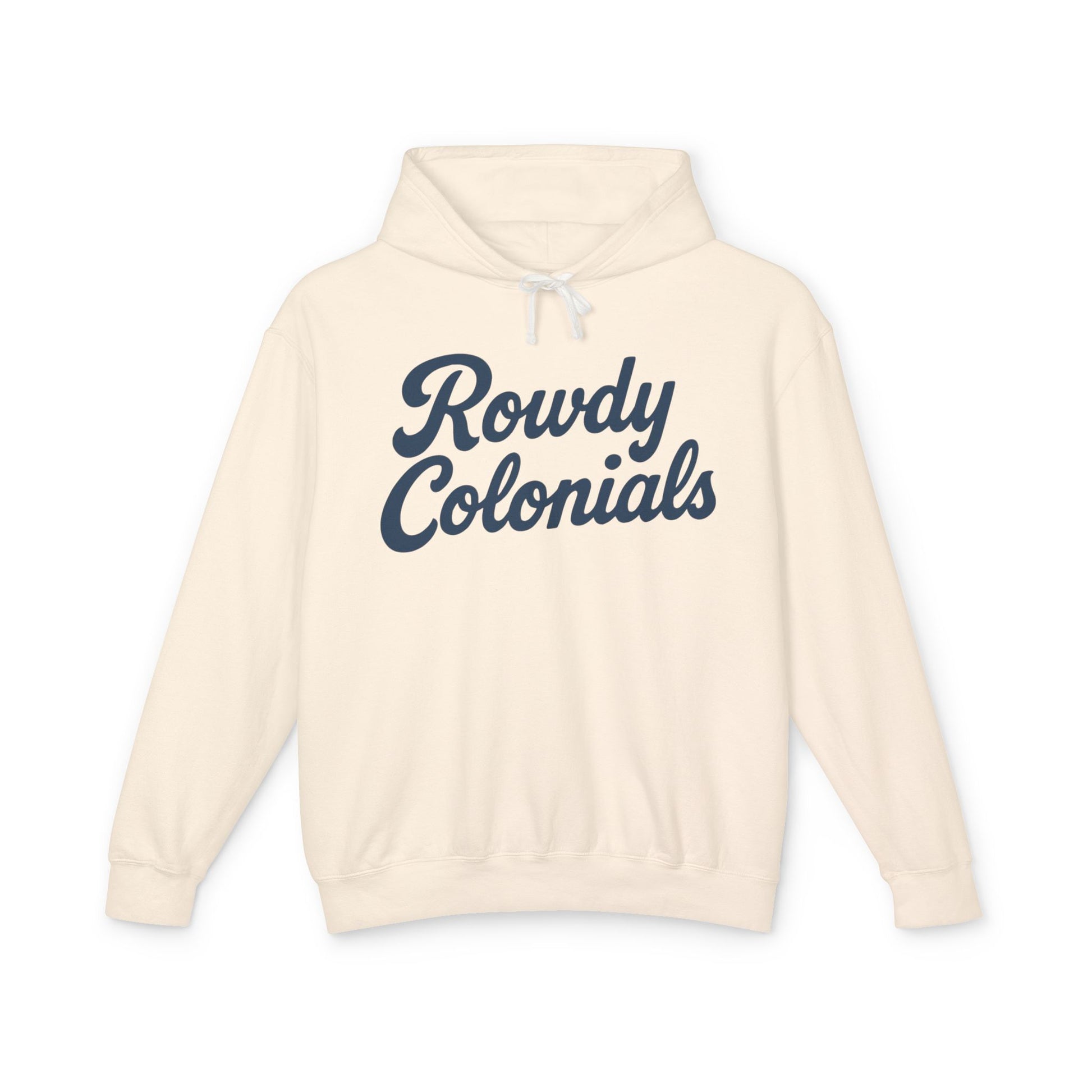 Rowdy Colonials Hoodie — Vintage Script Lightweight Hooded Sweatshirt