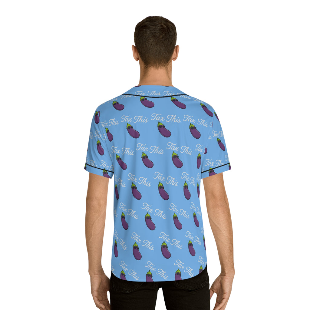 Tax This Men's Baseball Jersey, Funny Eggplant Tee, Casual Summer Shirt, Great for Gifting, Perfect for Parties or BBQs
