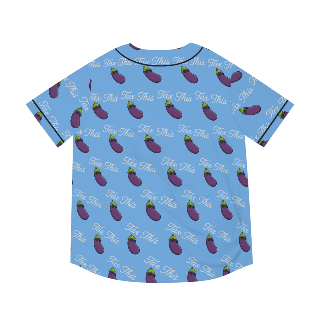 Tax This Men's Baseball Jersey, Funny Eggplant Tee, Casual Summer Shirt, Great for Gifting, Perfect for Parties or BBQs