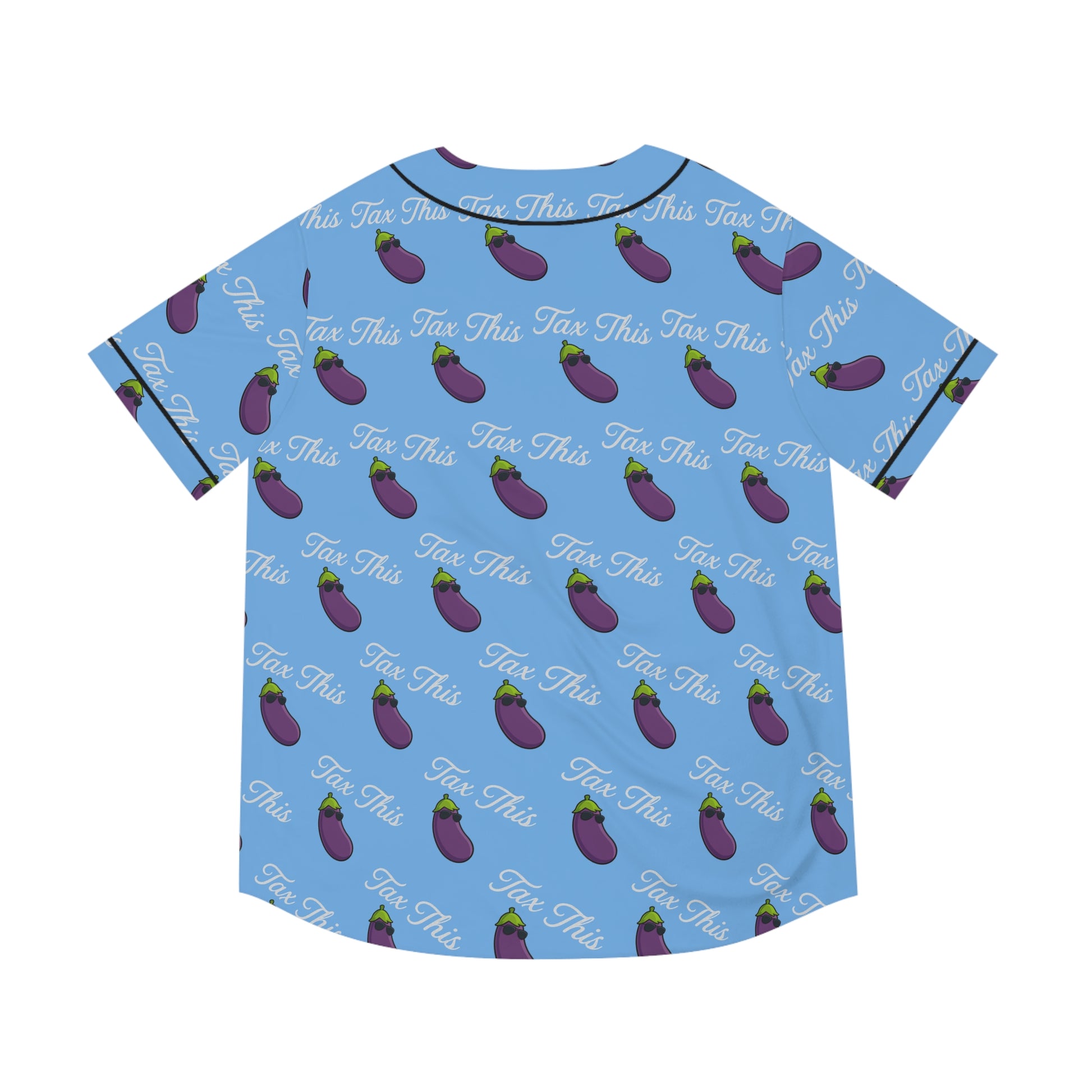 Tax This Men's Baseball Jersey, Funny Eggplant Tee, Casual Summer Shirt, Great for Gifting, Perfect for Parties or BBQs
