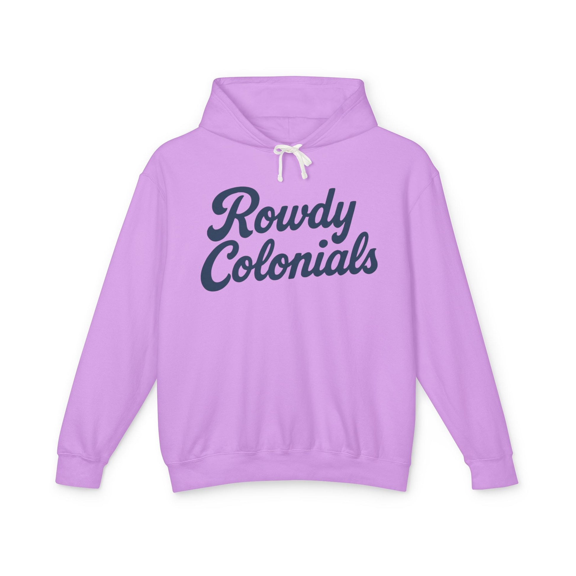 Rowdy Colonials Hoodie — Vintage Script Lightweight Hooded Sweatshirt