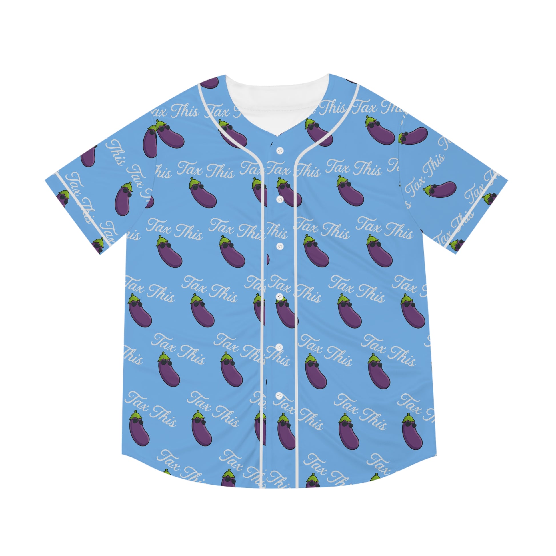 Tax This Men's Baseball Jersey, Funny Eggplant Tee, Casual Summer Shirt, Great for Gifting, Perfect for Parties or BBQs