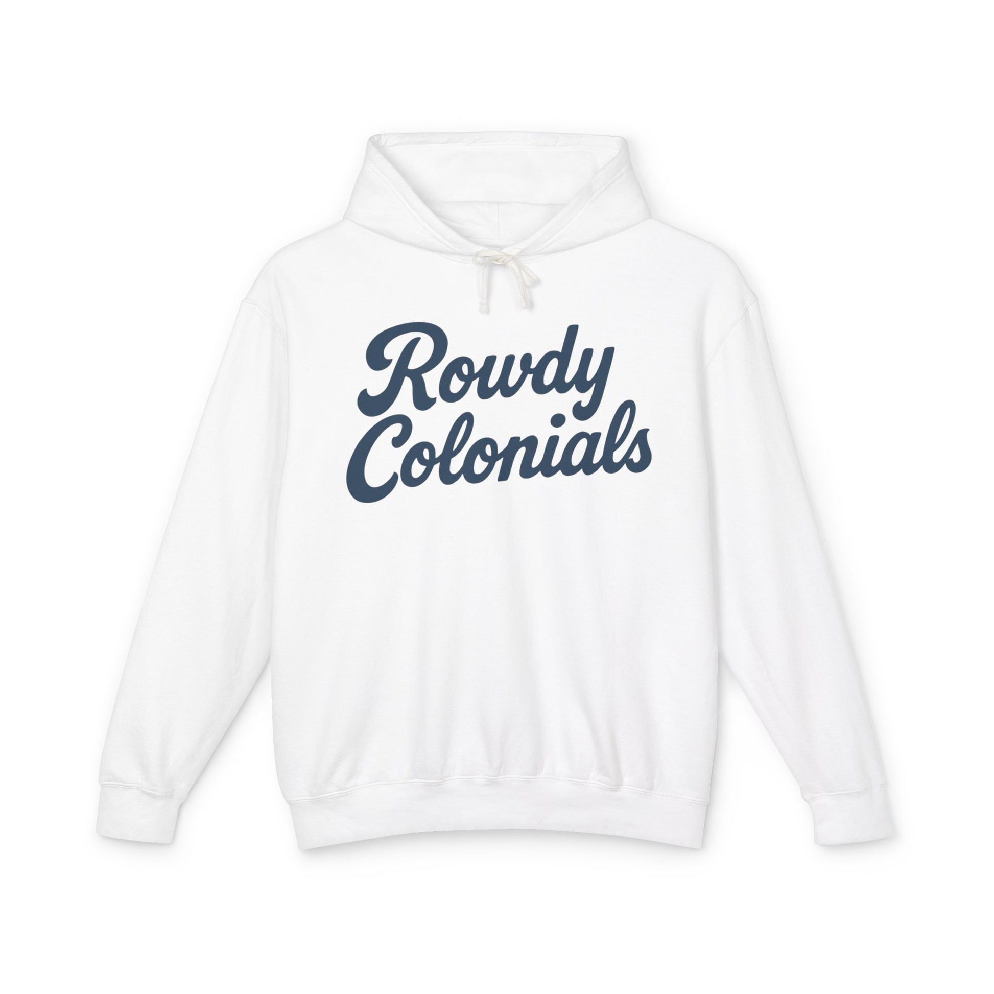 Rowdy Colonials Hoodie — Vintage Script Lightweight Hooded Sweatshirt